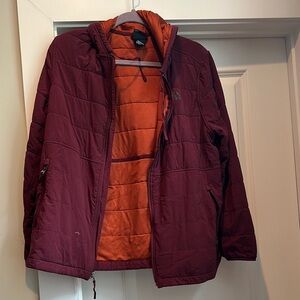 Women’s North Face Burgundy and Orange Jacket